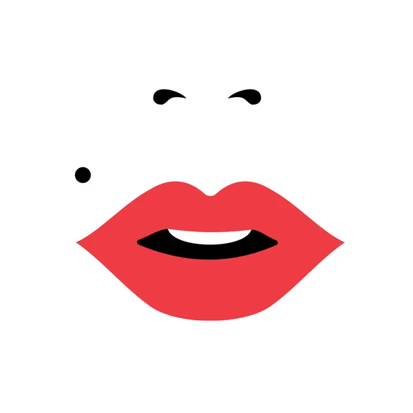 Girl face with red lipstick, women's day concept art — Stok Vektör