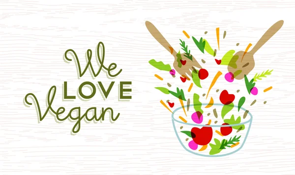 We love vegan food design with vegetable salad — ストックベクタ