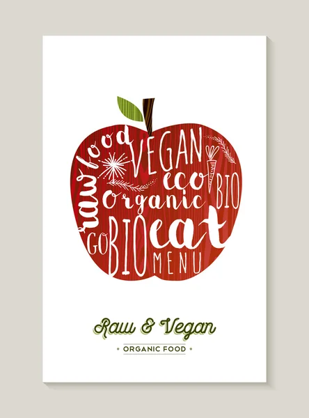 Vegan and raw food apple concept illustration — Stockvector