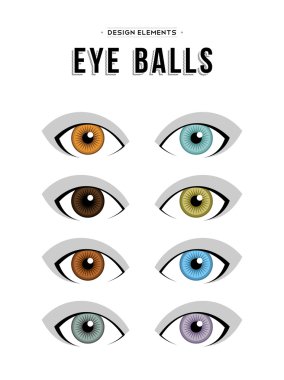 Set of neutral concept human eye illustrations