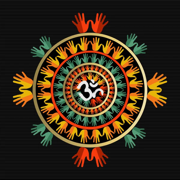 Mandala feita com as mãos e indiana om sinal —  Vetores de Stock