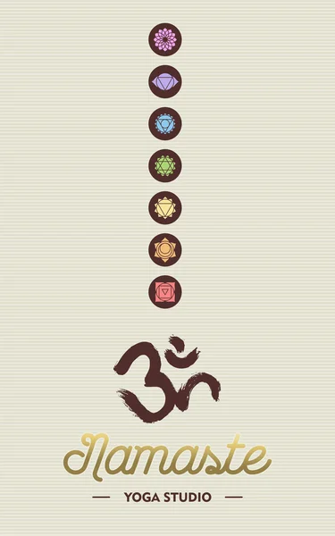 Concept d'entreprise studio de yoga avec icônes chakra — Image vectorielle