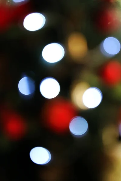 Wazig Achtergrond Van Kerstverlichting Kerstboom — Stockfoto