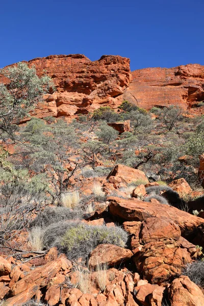 Beautiful Kings Canyon Northern Territory Αυστραλία Εκπληκτικούς Σκουρόχρωμους Βράχους Και — Φωτογραφία Αρχείου