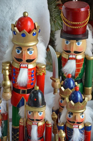 Colorful nutcrackers on display — Stock Photo, Image