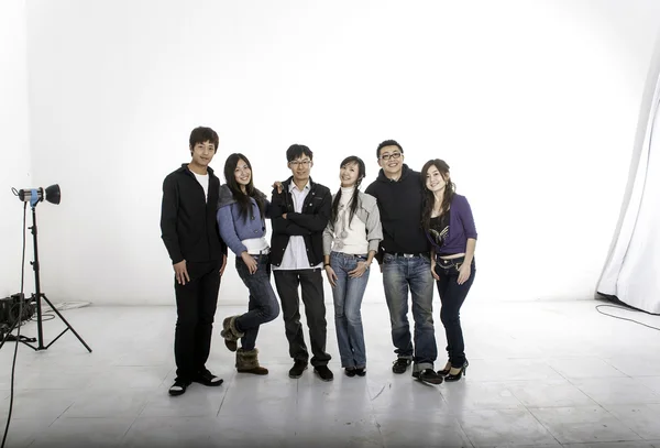 A group of models in photo studio — Stock Photo, Image