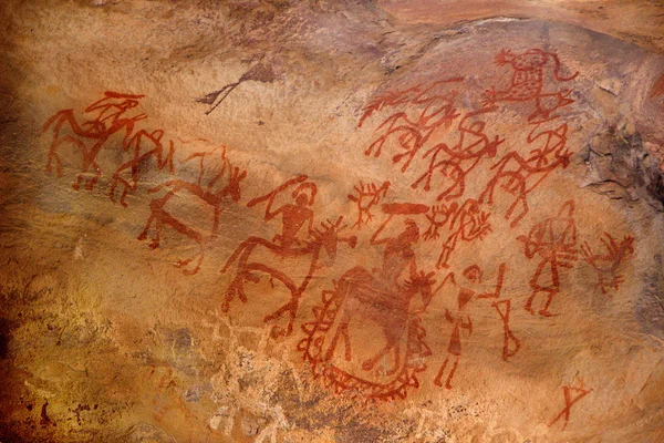 Primitive Art on Cave Wall — Stock Photo, Image