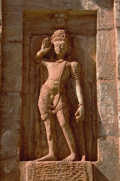 Estatua Piedra Del Centinela Que Saluda Templo Kumaraswamy Nandihalli Cerca —  Fotos de Stock