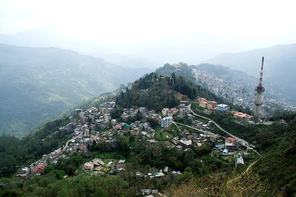 Widok Lotu Ptaka Miasto Gangtok Innego Wzgórza Sikkim Indie Azja — Zdjęcie stockowe