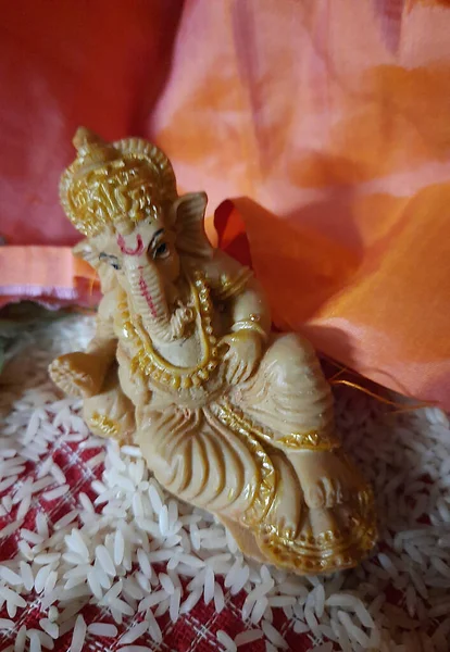 Close Ceramic Idol Ganesha Reclining Position — Stock Photo, Image
