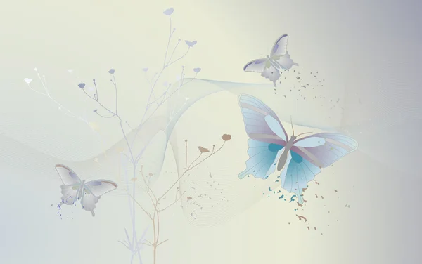 Desktop wallpaperwith flying butterflies - vector illustration — Stock Vector