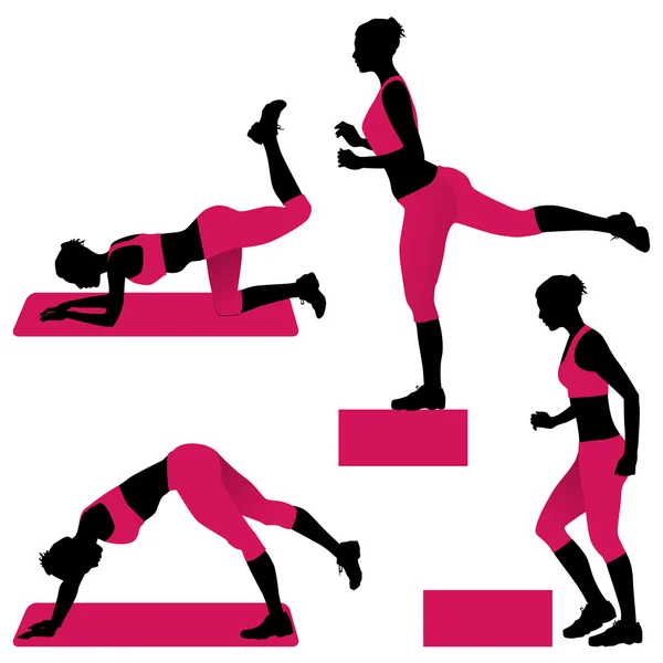 Jeune femme faisant des exercices pour les fesses fermes - vecteur illustrat — Image vectorielle