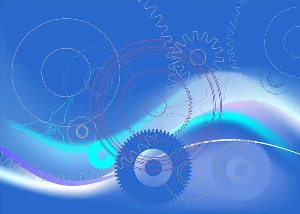 Fondo Azul Técnico Abstracto Rueda Cambios — Vector de stock