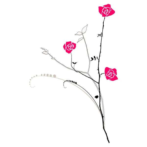 Floral Background Roses Vector Illustration Set Designers Elements — Stock Vector