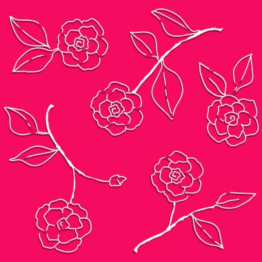 Güllü, şakayıklı, romantik geçmişi olan, dikişsiz bir duvar kağıdı. Vektör illüstrasyonu.