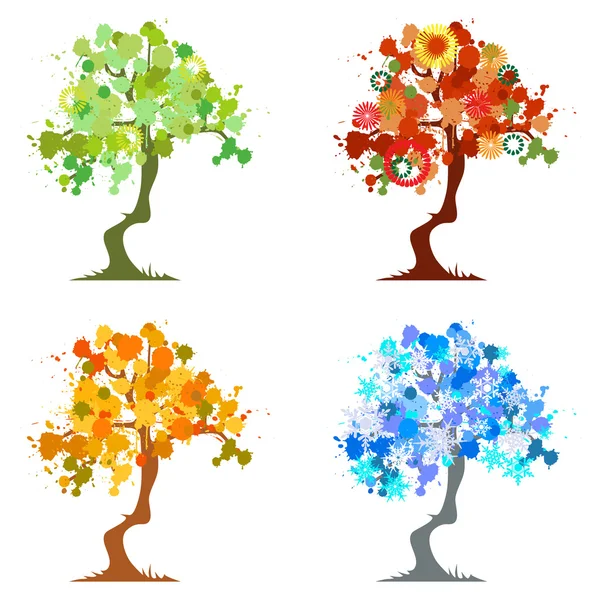 Абстрактное дерево - графические элементы - Four Seasons — стоковый вектор