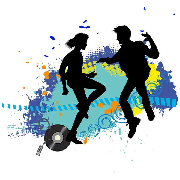 Two teens on a disco — Stock Vector