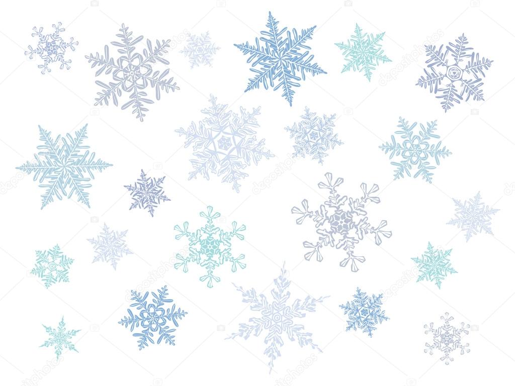 cold crystal gradient snowflakes - vector set