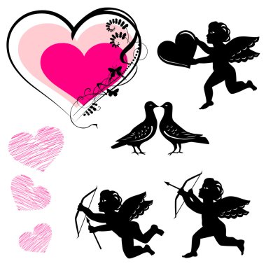 Sevgililer günü sembolleri - vektör set