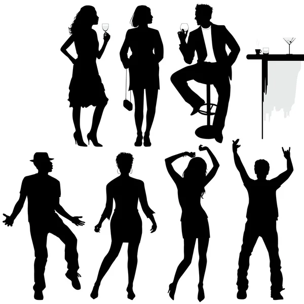 Plusieurs personnes dansent sur la fête — Image vectorielle