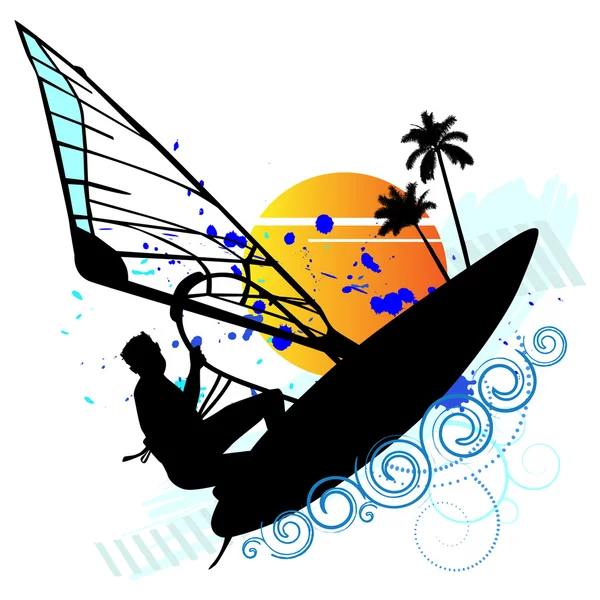 Summer holiday, lonely sailor - vector — Stock Vector