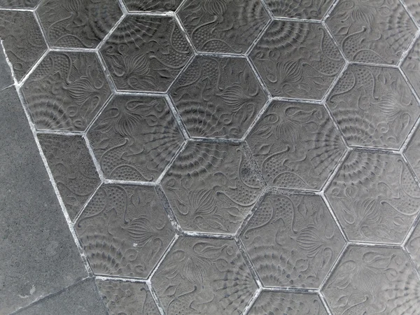 Pavimentazione passerella in mattoni esagonali. Il modello di pavimentazione blocco di pietra — Foto Stock