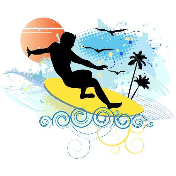 Surfen - vectorillustratie — Stockvector