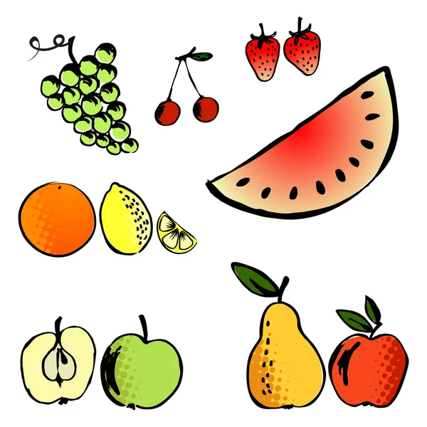 Vector εικονογράφηση σύνολο ένα διάφορα φρούτα — Διανυσματικό Αρχείο
