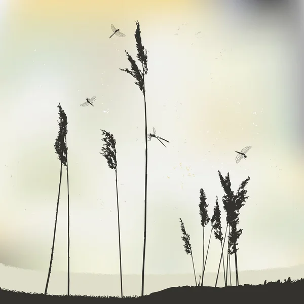 Les libellules en vol - illustration vectorielle — Image vectorielle