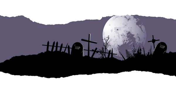 Halloween Hintergrund mit einem zerstörten Friedhof — Stockvektor