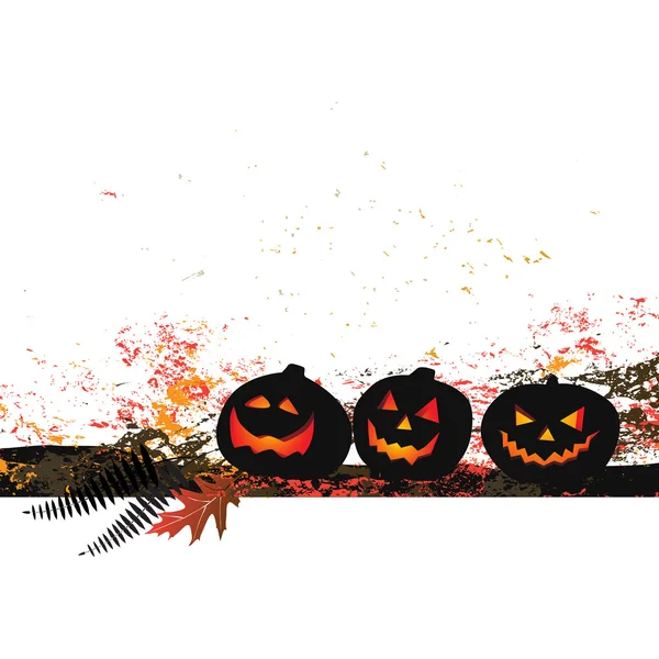 Halloween background - two pumpkins and cobweb — Stock Vector