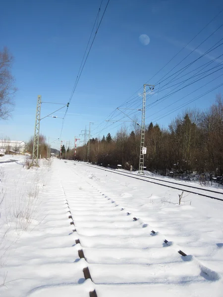 Spoorweg in de winter — Stockfoto