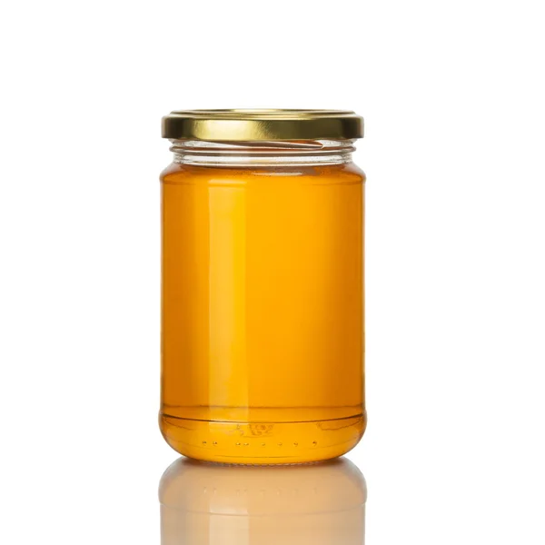Méz edény fehér háttér — Stock Fotó