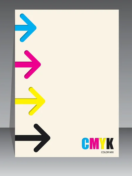 Folleto cmyk abstracto con flechas — Vector de stock