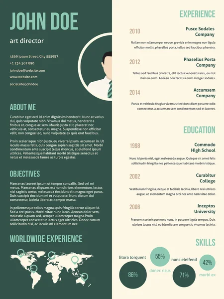 Nouveau modèle de CV cv avec bande verte — Image vectorielle