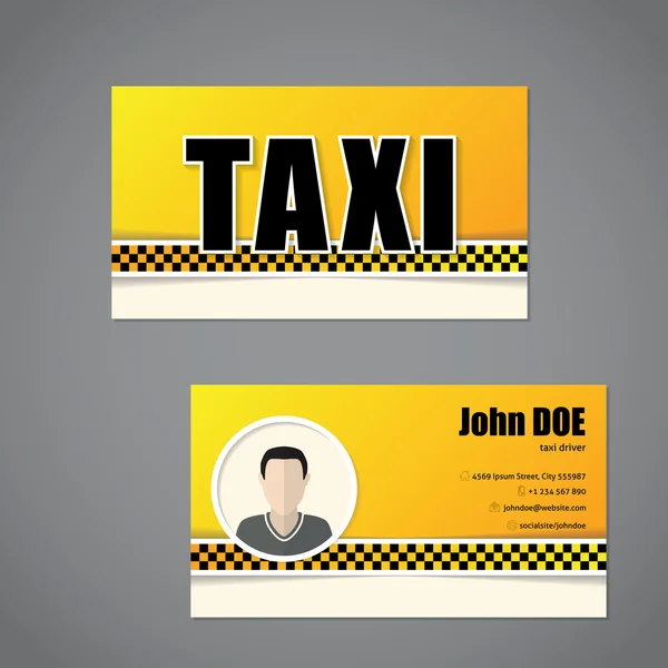 Taxi business card template with driver photo — Stock Vector