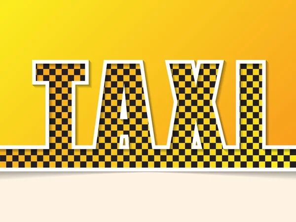 オレンジ色の背景の市松模様のタクシー テキスト — ストックベクタ