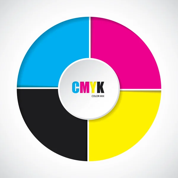 Abstract cmyk background with 3d button — Stock Vector