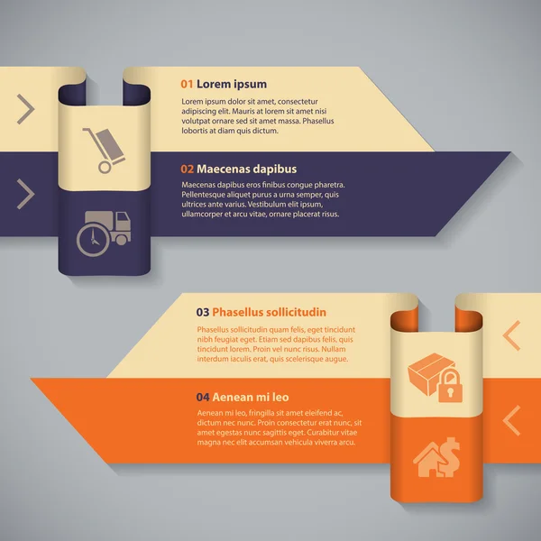 Infográfico de fita de seta com 4 opções — Vetor de Stock