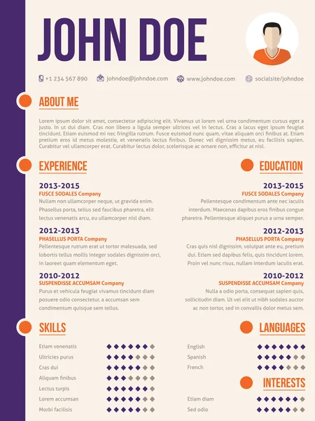 Modèle de CV moderne simplifié mais coloré cv — Image vectorielle