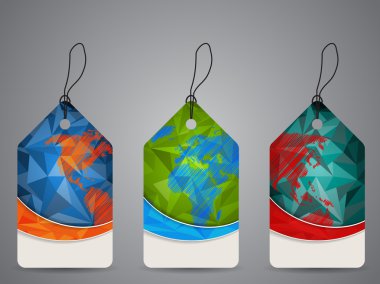 Dünya Haritası etiketlerle alışveriş çokgen tasarım