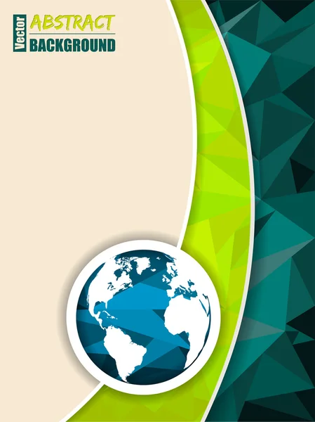 Αφηρημένο πράσινο φυλλάδιο με παγκόσμιο χάρτη — Διανυσματικό Αρχείο
