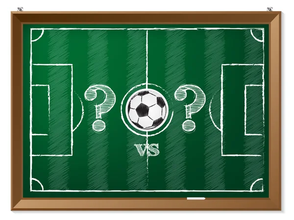 Terrain de football avec point d'interrogation vs point d'interrogation — Image vectorielle