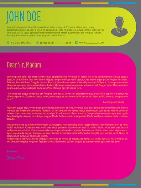 Modern colorful cover letter resume cv template — Stock Vector