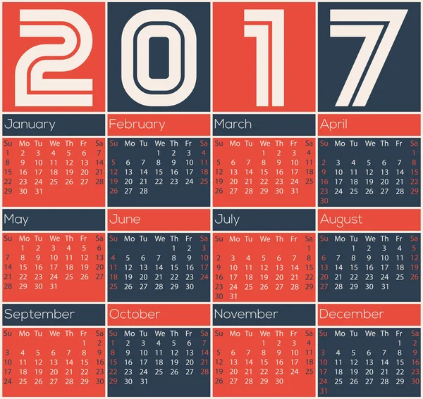 Enkel 2017 kalender design — Stock vektor