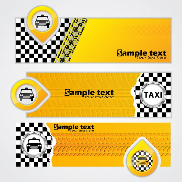 Conjunto de pancartas de la compañía de taxis de 3 — Vector de stock
