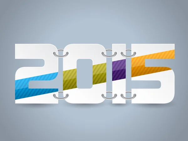 Año 2015 texto con colores rayados — Vector de stock