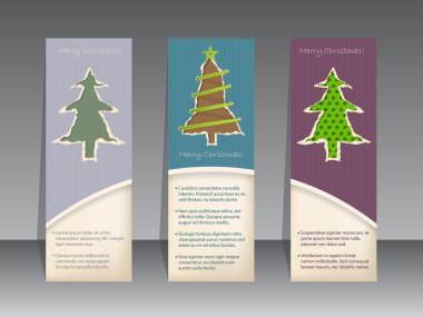 christmas etiketi ile yırtık kağıt christmastrees ayarla