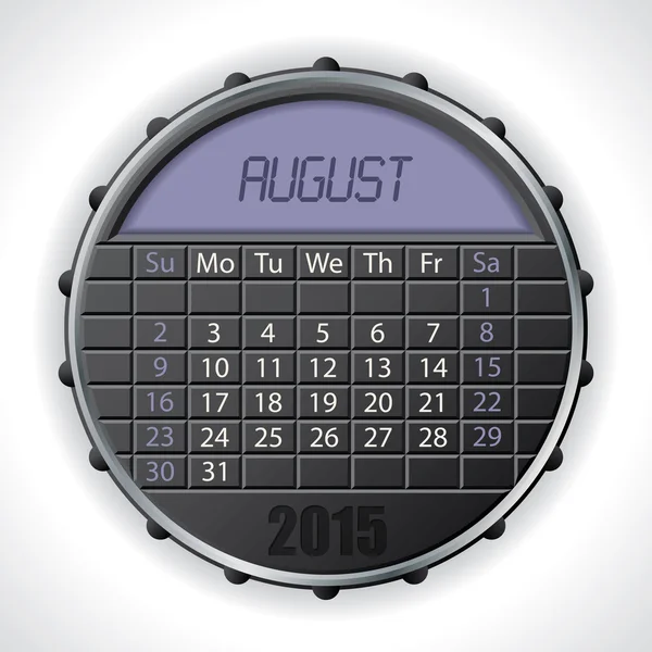 Calendario agosto 2015 con display lcd — Vettoriale Stock