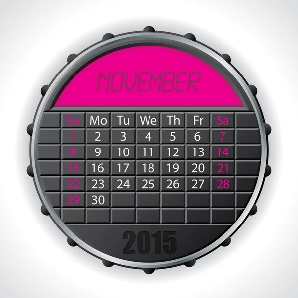 Ημερολόγιο Νοεμβρίου 2015 με οθόνη lcd — Διανυσματικό Αρχείο